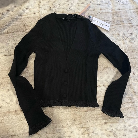 For Love & Lemons Nina Cardigan Black XS - Picture 5 of 11